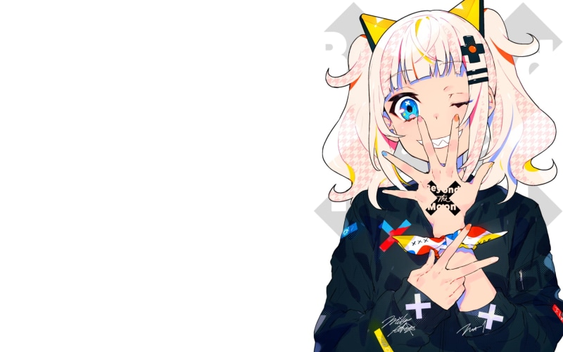Kaguya Luna, simple background, anime, anime girls, Virtual Youtuber, 1080P, white background