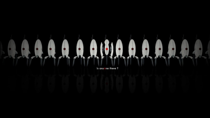 Portal 2, teamwork, white, large group of objects, close-up, arrangement, army, minimalism, order, turrets, variation, people, studio shot, black, side by side