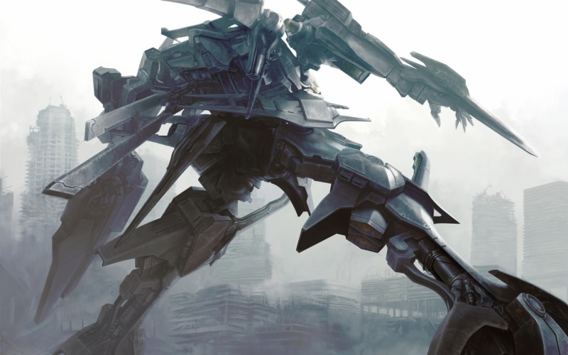 fog, no people, black, science fiction, building exterior, war, wood - material, mech, artwork, digital art, Armored Core, day, cold temperature, close-up