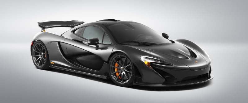 silver colored, McLaren P1, studio shot, indoors, 5K, mode of transportation, sports car, car, wealth, transportation, speed, modern, chrome, land vehicle