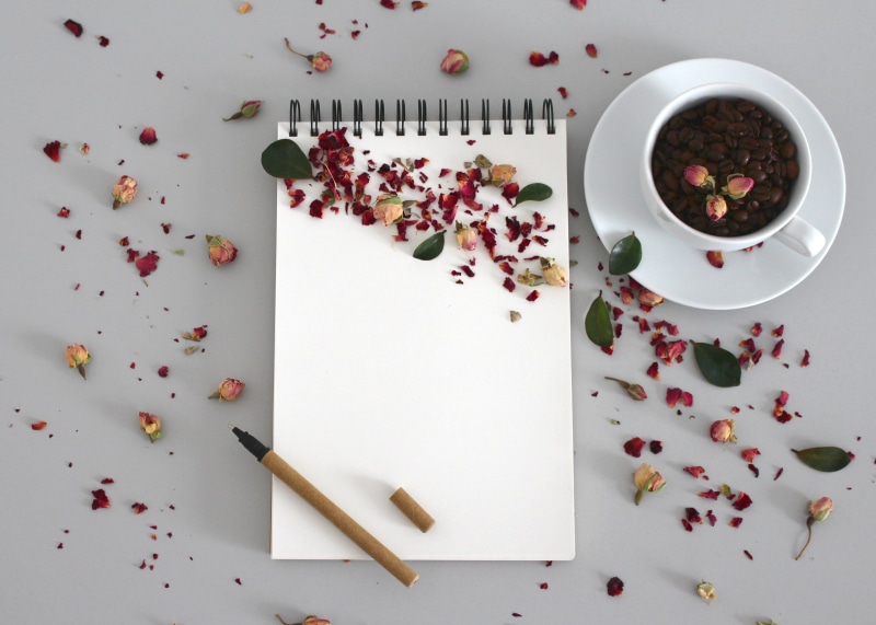 notebook, study, enter, no people, coffee, cup, refreshment, desk, bowl, studio shot, healthy eating, pencil, paper, sketchpad, booklet, kitchen utensil