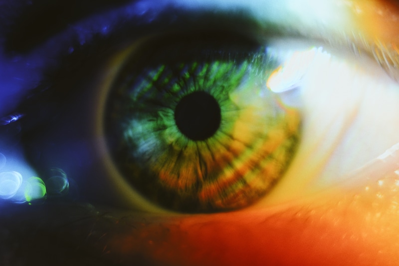 vsco, colors, human eye, sensory perception, human face, unrecognizable person, rainbow, background, portrait, eye, eyelid, light, color, colored, real people