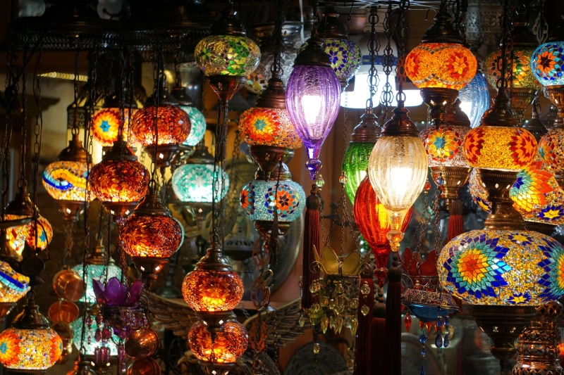 for sale, multi colored, hanging, business, variety, abundance, night, light, retail display, variation, lantern, no people, large group of objects, sale