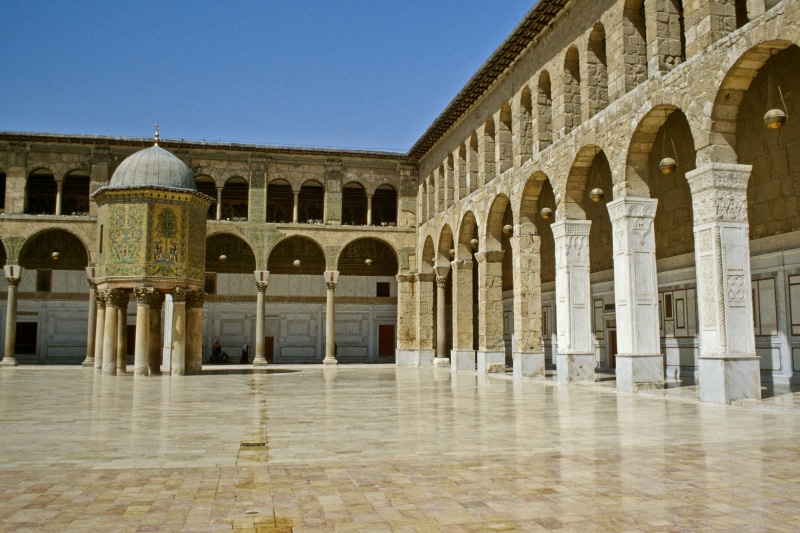 sky, history, travel destinations, dome, damascus, building, tourism, slide, built structure, arch, city, place of worship, building exterior, historically