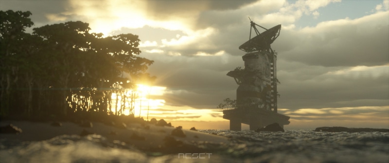 video games, sunlight, tree, lens flare, no people, beauty in nature, sun, architecture, the past, sky, outdoors, sunset, Reset, nature, sunbeam, beach