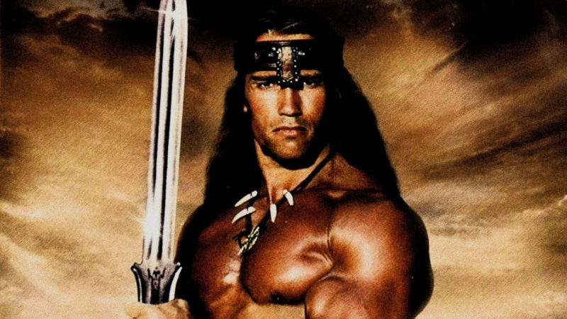 one person, movies, aggression, looking at camera, muscular build, masculinity, waist up, young men, shirtless, serious, lifestyles, young adult, Conan the Barbarian