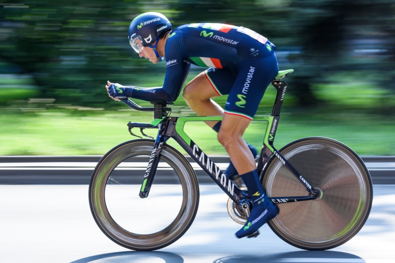 motion, 5K, sports race, full length, helmet, transportation, headwear, speed, bike, one person, competition, road, handlebar, bicycle, cycling, visor