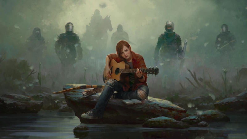 rain, 1080P, video games, bow, The Last of Us, military, guitar, artwork, people, Ellie, police
