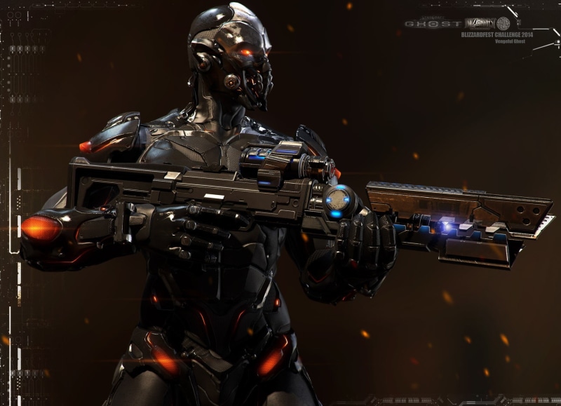 standing, science fiction, weapon, illustration, skill, one person, rifle, military, video games, digital art, occupation, holding, character, men, three quarter length