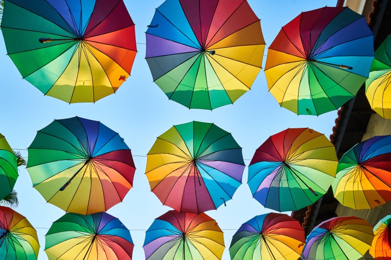 art, style, colors, shape, decor, street, colorful, variation, full frame, canopy, composition, design, rain, multi colored, day, 8K, background, decoration