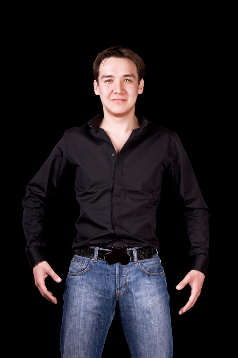 energetic, closeup, casual clothing, happy, people, stare, cute, fresh, human, black, guy, single, person, one person, front view, up, portrait, male, three quarter length