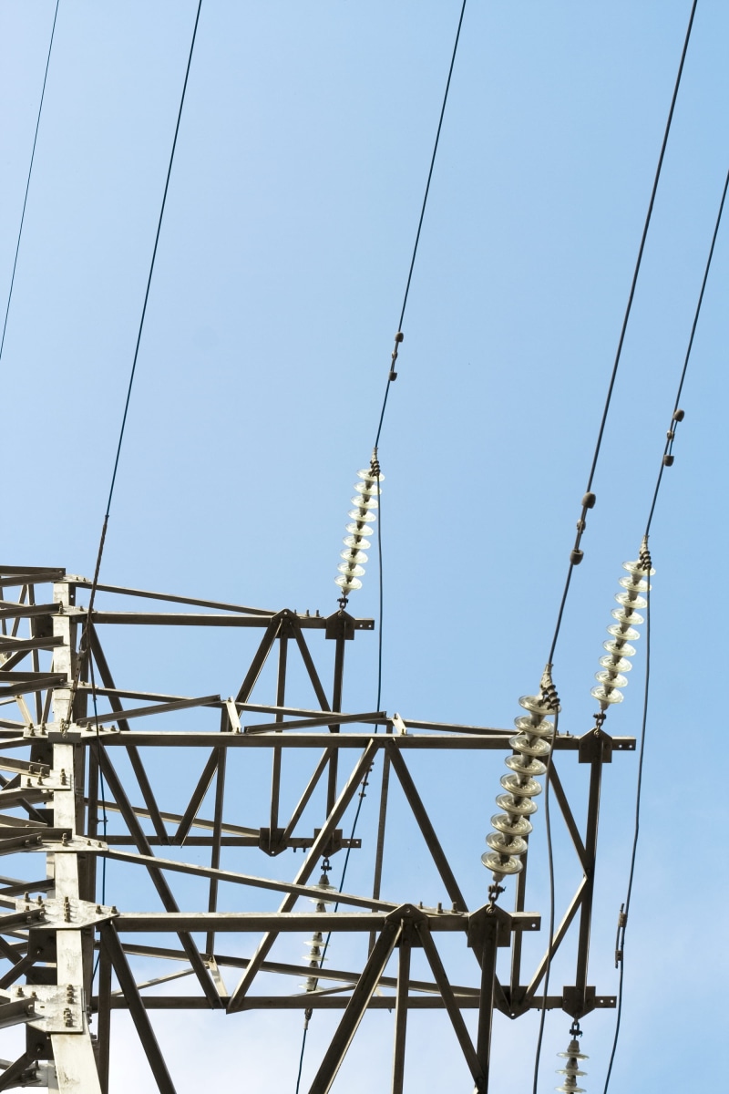 2K, electrical equipment, sky, clear sky, no people, low angle view, electrified, transmission, resource, scalable, touch, clouds, power line, connection