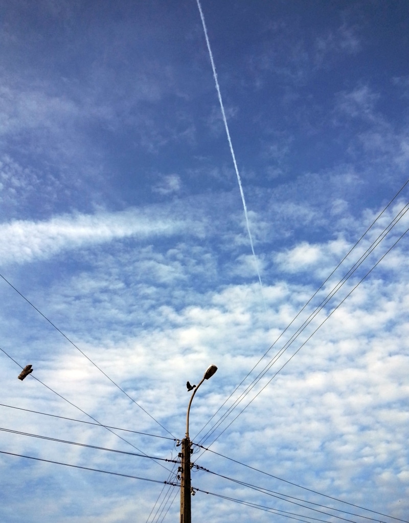 pole, wires, tranquility, telephone line, cable, electricity, technology, outdoors, vapor trail, emptiness, fuel and power generation, connection, cloud - sky