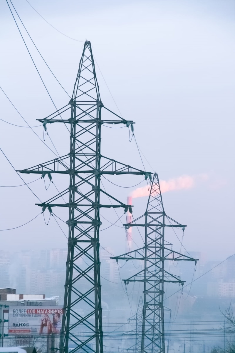 power supply, wire, energy, transmit, electricity, engine, blue, line, electrical, construction industry, 720P, tower, industrial, working, infrastructure
