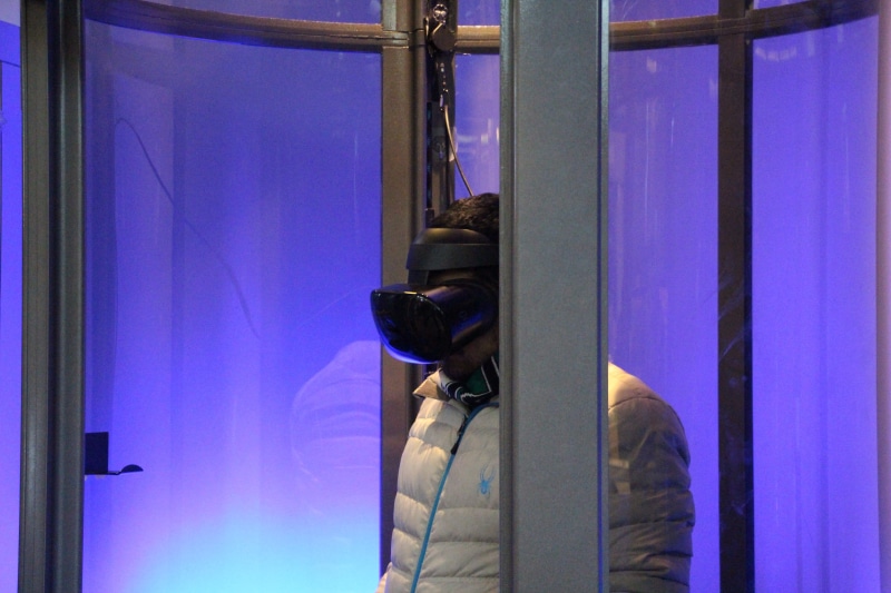 lifestyles, technology, waist up, futuristic, display, vr, camera - photographic equipment, portrait, blue, lcd screen, cushion, screen, men, obscured face