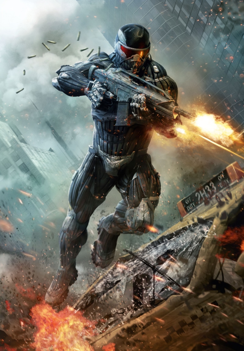 helmet, architecture, nature, Crysis, headwear, adult, protective workwear, robot, 5K, armed forces, Crysis 2, aggression, weapon, digital composite, safety