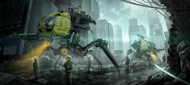 fighting, game, protection, communication, fantasy art, architecture, robot, futuristic, helmet, skyscraper, artwork, government, military, machinery, men