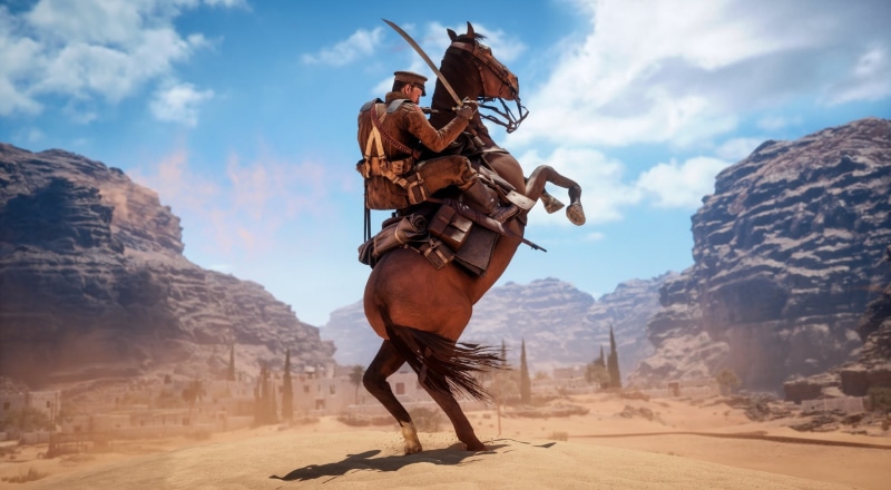 sky, man, soldier, sand, kumo, cloud, seifuku, rifle, 2K, Battlefield, blade, gun, suna, sword, game, weapon, desert, sabaku, ken, Battlefield 1, horse
