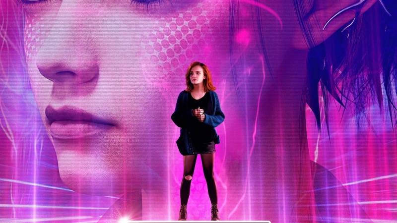 The first player to get ready, girl, Ready Player One, fiction, Olivia Cooke, red, poster, 2K, face, background