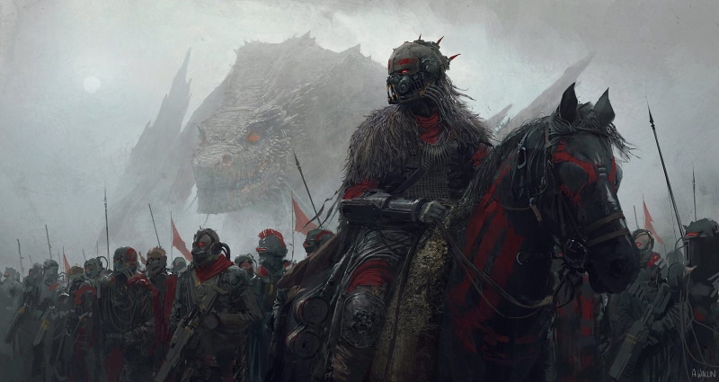 science fiction, robot, digital art, artwork, soldier, futuristic, horse, 720P, giant, weapon, warrior, army, Andree Wallin