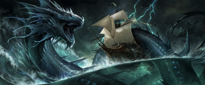 sea, no people, sandara, ship, water, storm, close-up, green, animals in the wild, Leviathan, fantasy, school of fish, animal themes, animal, marine, nature