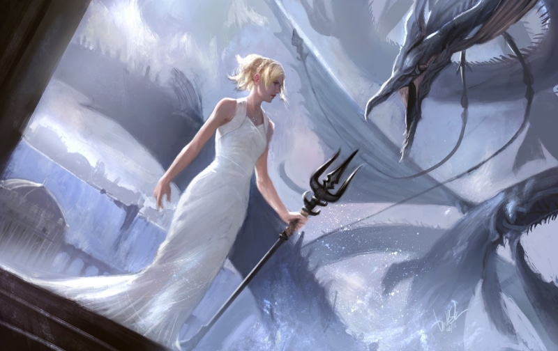 sport, Final Fantasy XV, adult, hairstyle, blond hair, day, fantasy art, beauty in nature, water, beauty, warrior, ice, young adult, 1080P, one person