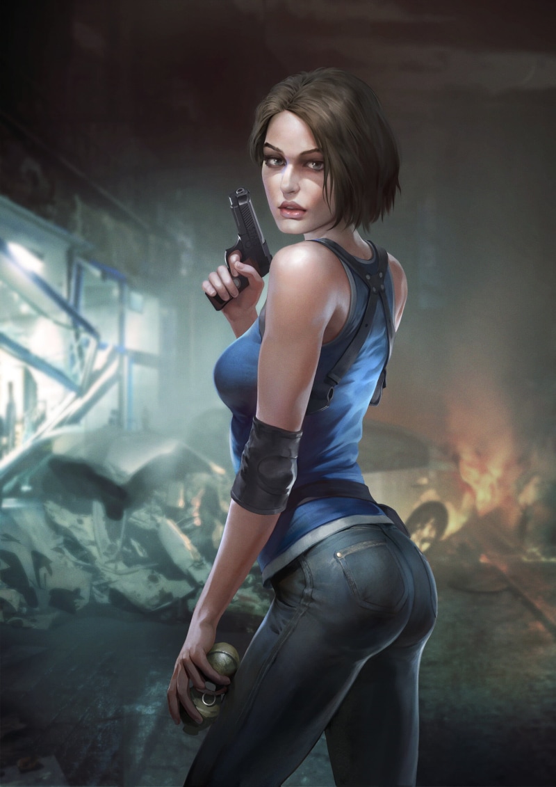 video game characters, video game girls, Jill Valentine, video game art, short hair, digital art, Resident Evil, 1080P, ArtStation, fan art, Resident evil 3
