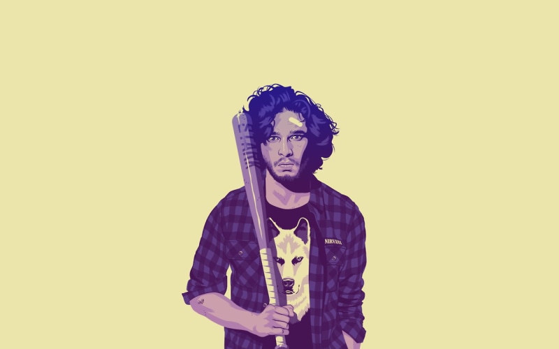 holding, artwork, copy space, casual clothing, standing, bat, yellow, Mike Wrobel, lifestyles, one person, Game of Thrones, fan art, hairstyle, 720P, human face