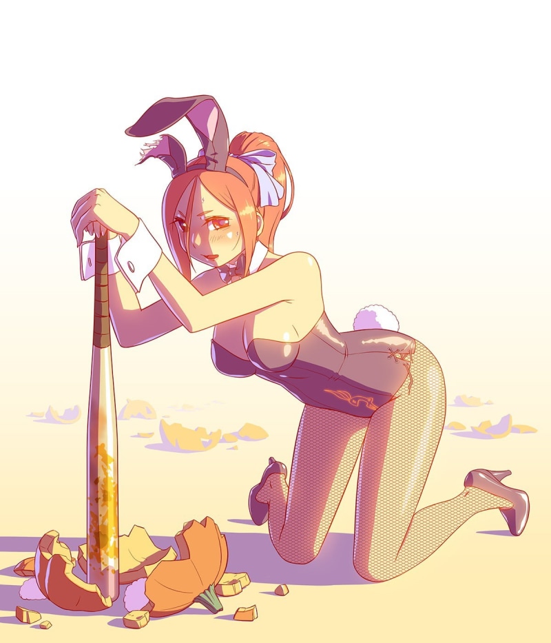 cut out, 720P, bunny suit, musical equipment, cartoon, string instrument, sunglasses, anime, original characters, musical instrument, pumpkin, portrait