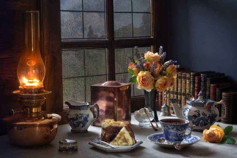 tea, candle, food, flame, flowering plant, burning, glass, flowers, still life, fire, plant, roses, arrangement, bouquet, 5K, nature, food and drink, kitchen utensil