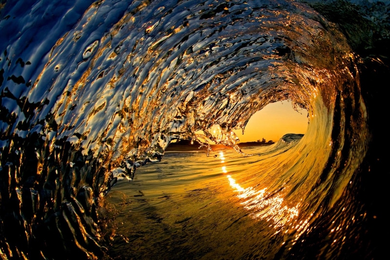 rock, focus, cave, solid, beauty in nature, photo, waves, shallow, land, sunset, water, nature, tranquility, direction, tunnel, scenics - nature, lights
