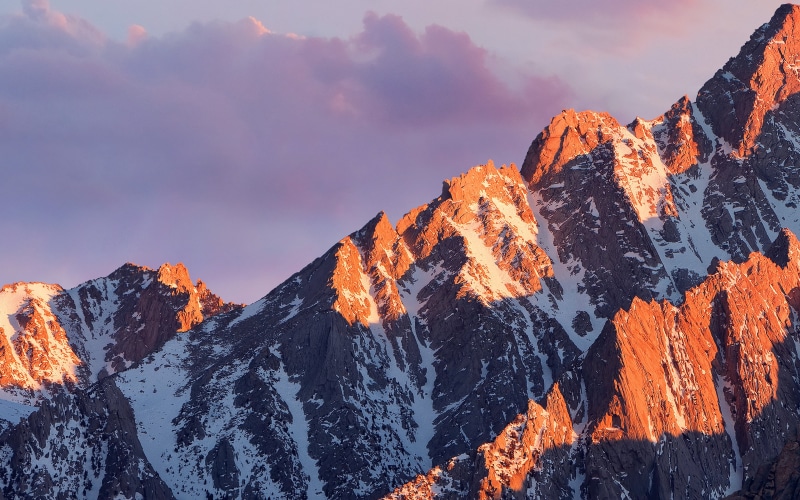 formation, snow, tranquility, cloud - sky, apple, winter, sky, sierra, cold temperature, mountain peak, sunset, wwdc, 4K, snowcapped mountain, art, outdoors