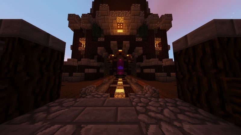 sky, built structure, architecture, Minecraft, religion, low angle view, history, shaders, building exterior, place of worship, no people, the past, ancient