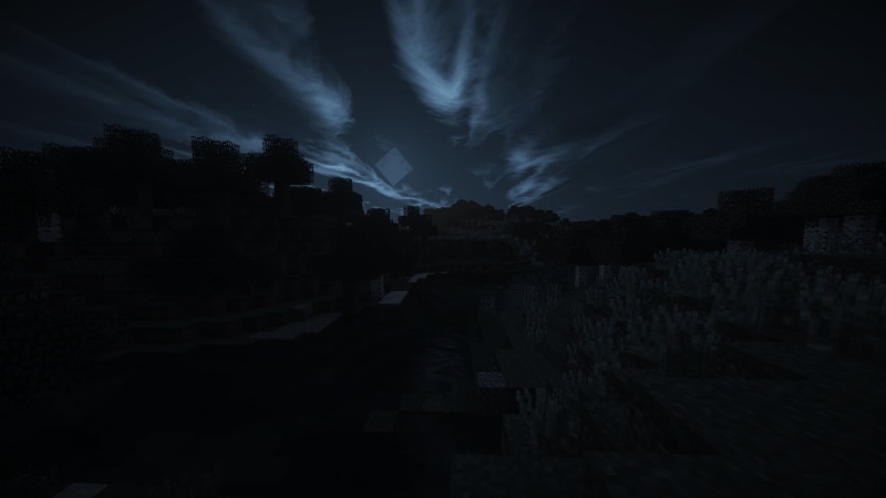 city, 1080P, built structure, illuminated, beauty in nature, nature, dark, tree, black, plant, sky, outdoors, Moon, shaders, Minecraft, night, water, building exterior