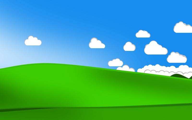 bliss windows xp minimalism valley clouds, green color, environmental conservation, blue, creativity, no people, nature, bright, sky, vibrant color, white color