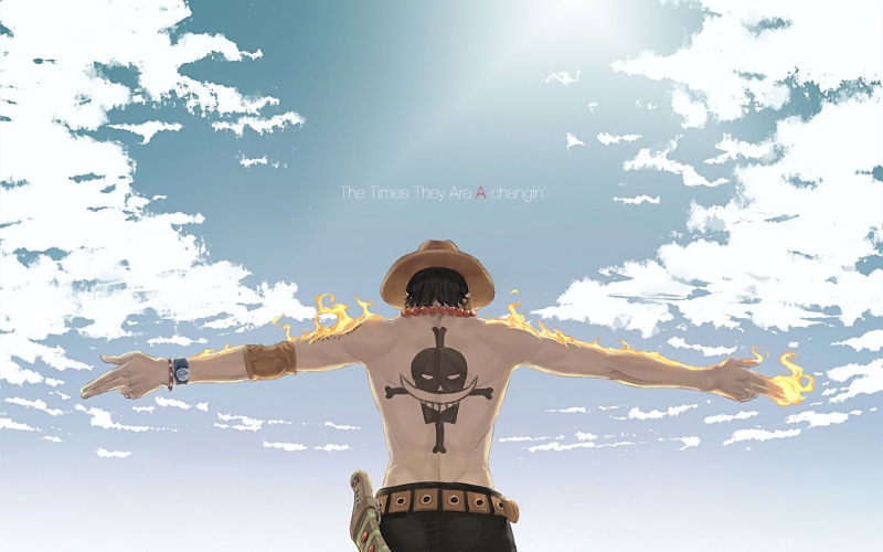 pirates, fire, Portgas D. Ace, One Piece, anime, Whitebeard, 1080P