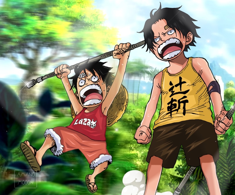 1080P, Monkey D. Luffy, Anime, Portgas D. Ace, One Piece