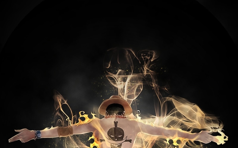 glowing, long exposure, black background, illuminated, creativity, fire, night, body part, standing, human arm, Anime, 1080P, One Piece, lighting equipment