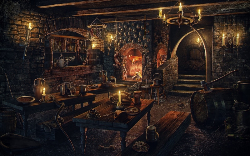 architecture, lighting equipment, burning, fire - natural phenomenon, indoors, belief, antique, altar, tavern, 3 D, electric lamp, built structure, candle