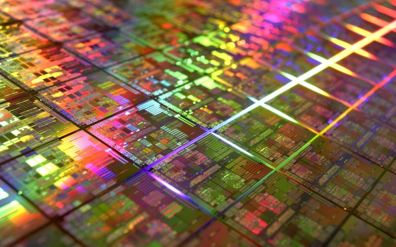 1080P, geometry, technology, CPU, microchip, DIE, gold, colorful, photography, IT, PCB