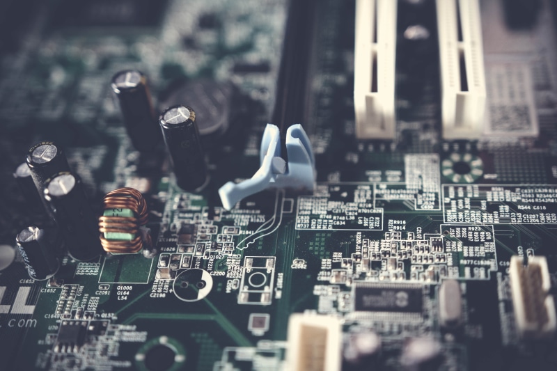 components, connection, microprocessor, equipment, capacitors, high angle view, computer chip, indoors, circuit board, technology, computer part, pattern
