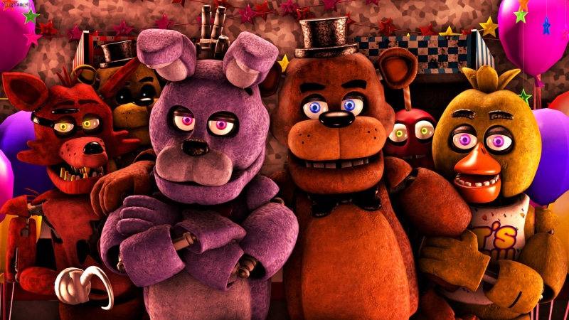 Bonnie (Five Nights at Freddys), Five Nights at Freddys, Golden Freddy (Five Nights at Freddys), Freddy (Five Nights at Freddys), Chica (Five NIghts at Freddys)
