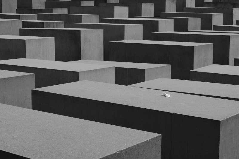 grave, black and white, concrete, tombstone, stone, memorial, holocaust, full frame, somber, memorial to the murdered jews of europe, cemetery, brutalism