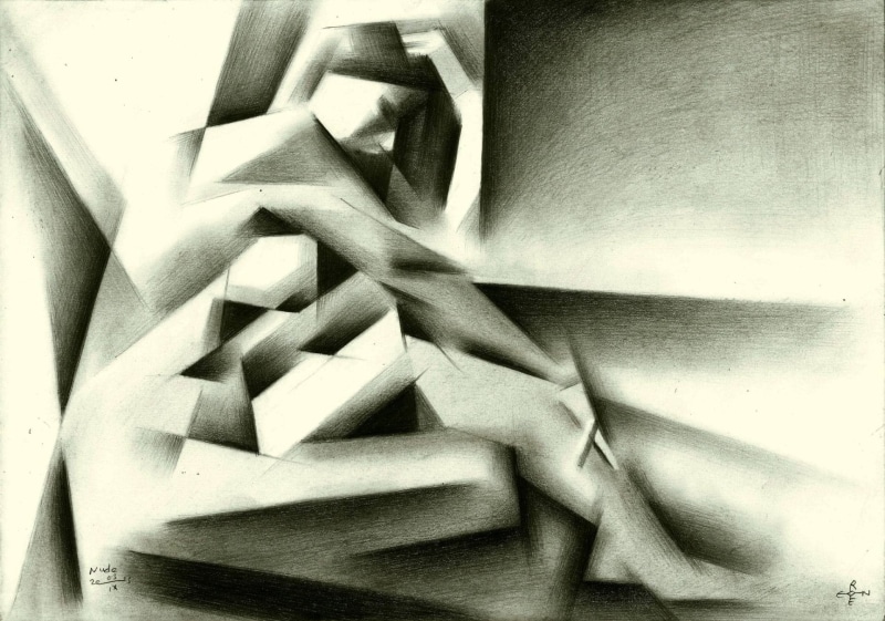 imagination, Cubism, digital art, drawing, artwork, monochrome, women, 1080P, lines, illustration