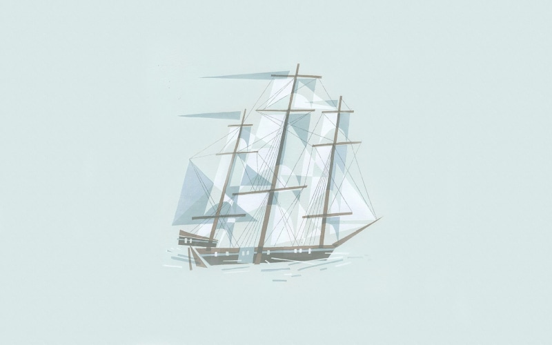 line, 1080P, illustration, figure, cubism, minimalism, gray, white, ship, sailboat
