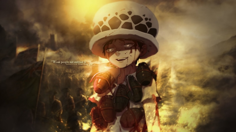 headwear, army soldier, armed forces, toy, war, people, conflict, work helmet, trafalgar, army helmet, uniform, army, Anime, One Piece, law, helmet, Trafalgar Law