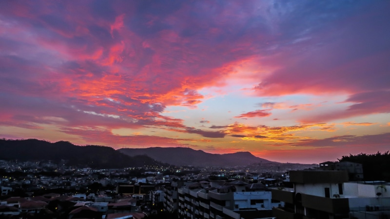 townscape, outdoors, dramatic sky, high angle view, city life, orange, 4K, cloud - sky, houses, dusk, village, beauty in nature, sky, cityscape, building