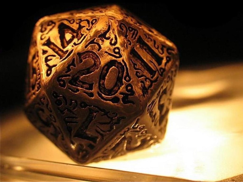 gold, dice, 480P, d20, numbers, Dungeons and Dragons