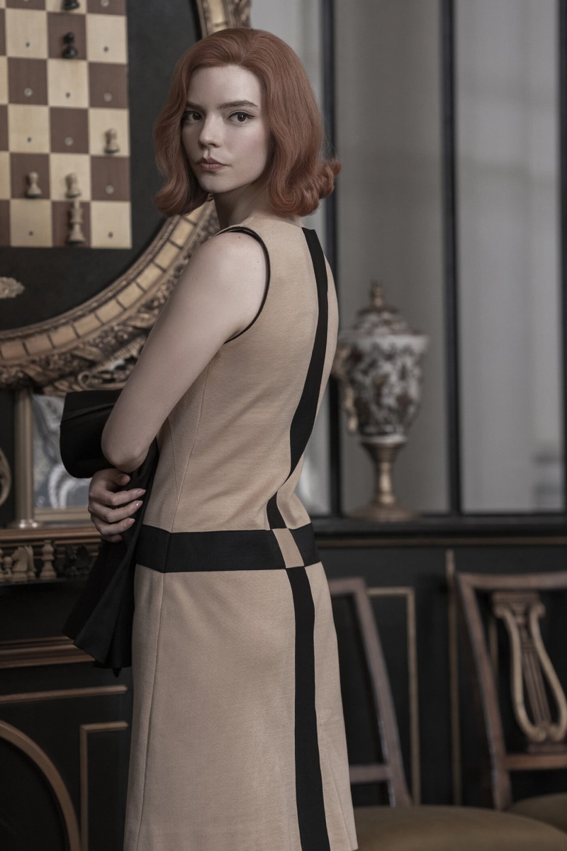 standing, redhead, closed mouth, Netflix TV Series, women, young woman, screen shot, TV Series, actress, The Queens Gambit, celebrity, chess, 1080P, Beth Harmon