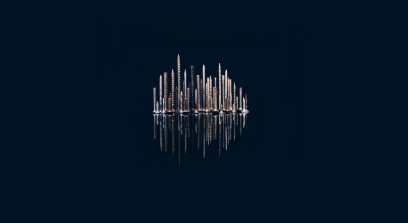 cityscape, building, copy space, skyscraper, architecture, futuristic, digital composite, water, finance, office building exterior, 720P, studio shot